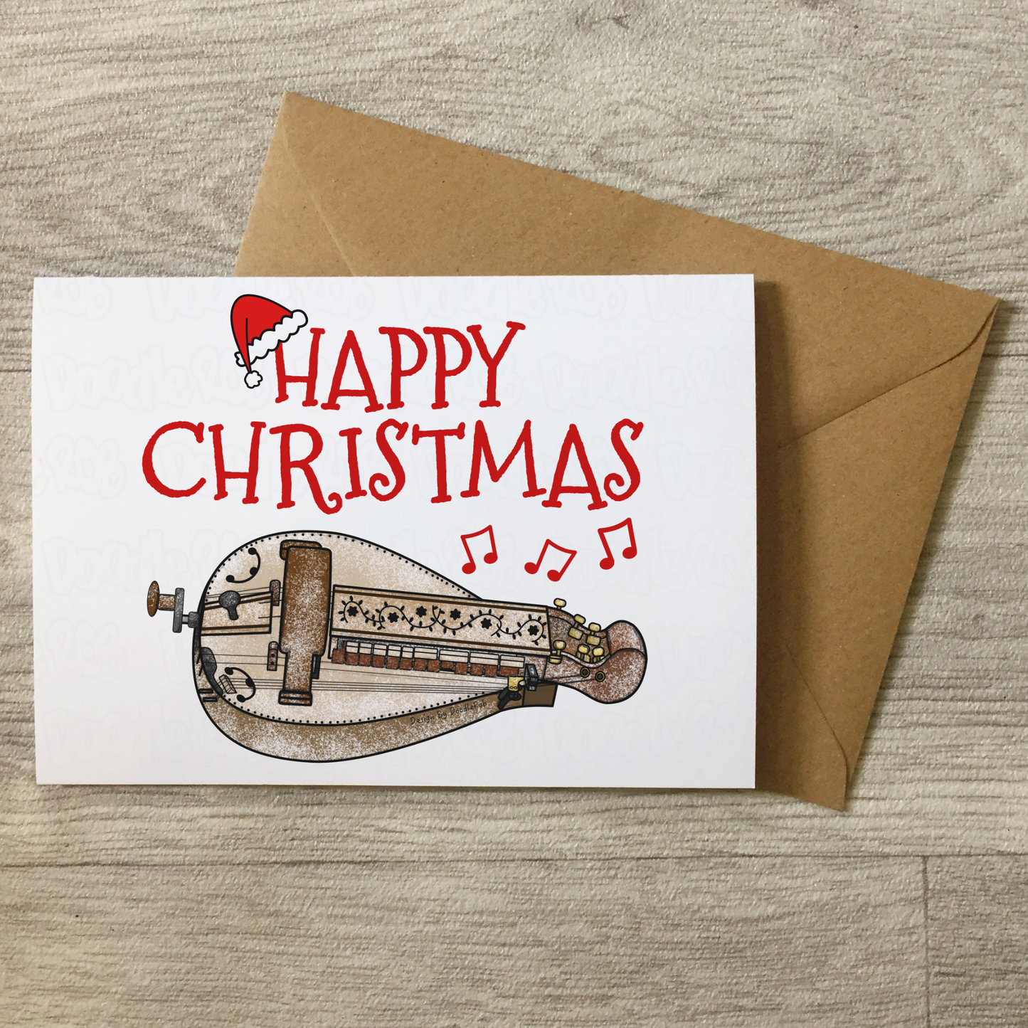 Hurdy Gurdy Christmas Card - Xmas Card For Gurdyist - Folk Musician Greeting Card