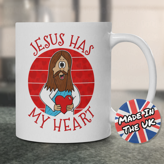 Funny Jesus Mug - Jesus Has My Heart - Christian Valentines Day Gift - Funny Church Mug