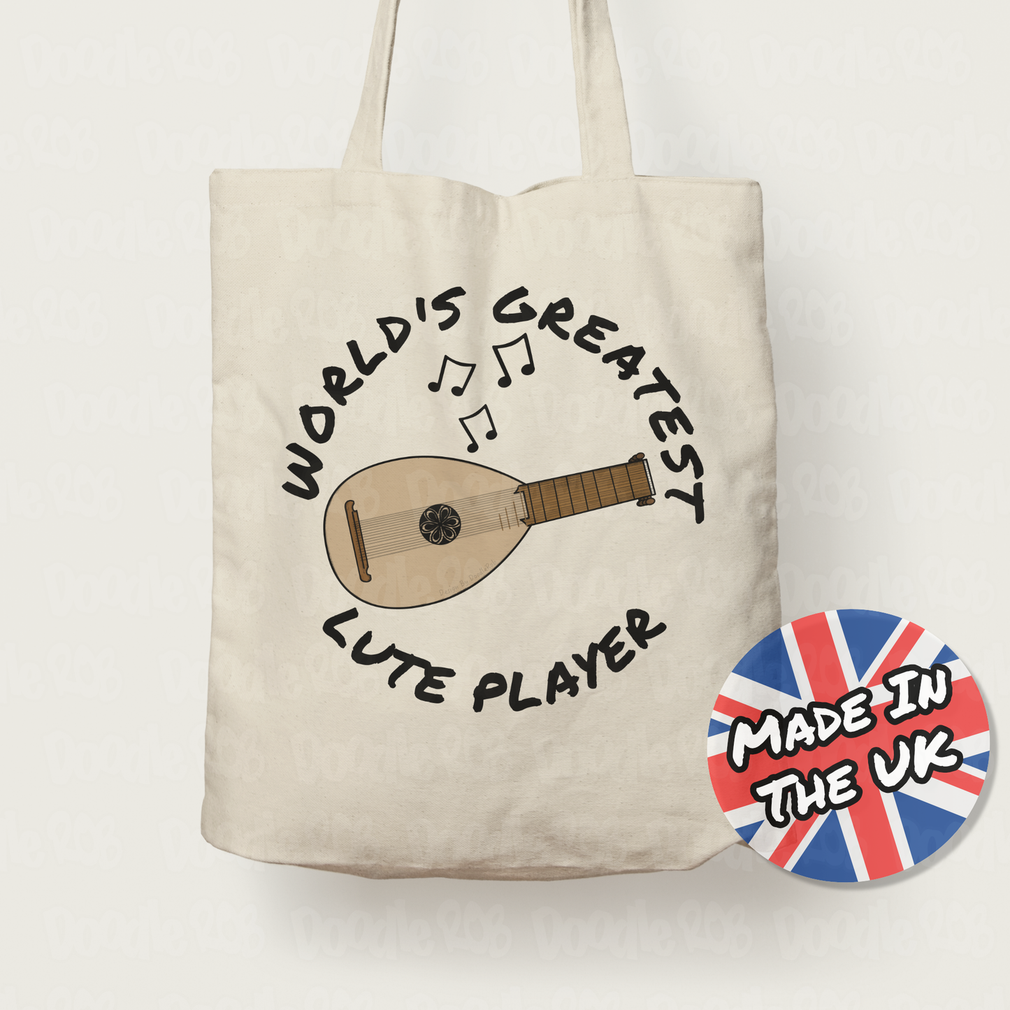 Lute Tote Bag - World's Greatest Lute Player - Gift For Lutenist - Baroque Musician Gift