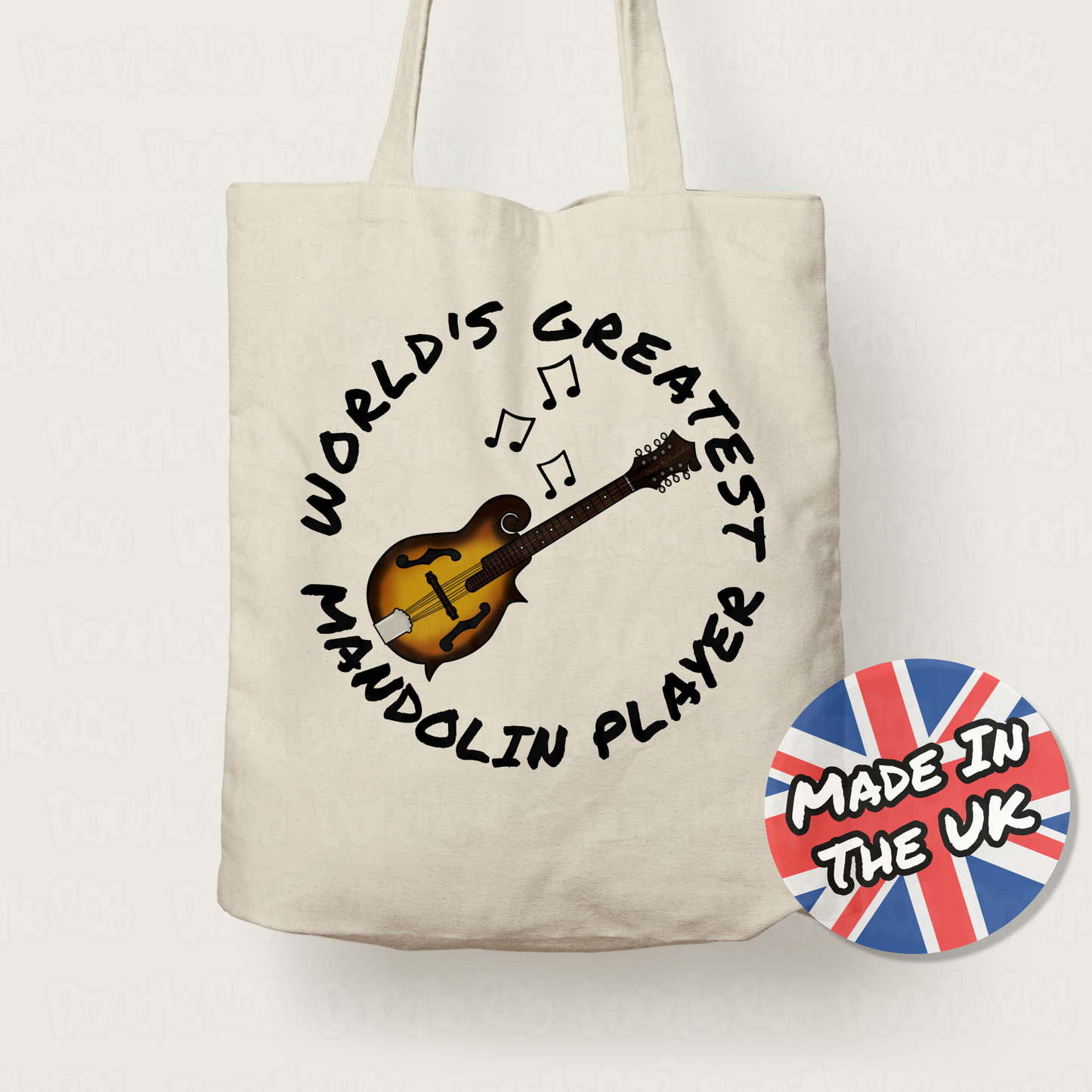 Mandolin Tote Bag - World's Greatest Mandolin Player - Gift For Mandolinist