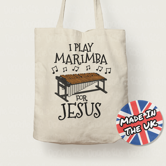 Christian Percussionist Tote Bag - I Play Marimba For Jesus - Church Musician Gift