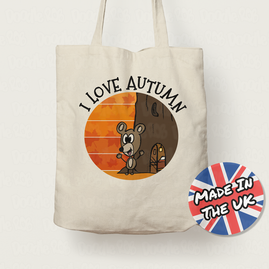 Autumn Mouse Tote Bag - I Love Autumn - Gift For Wildlife Lover