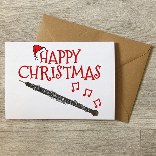 Oboe Christmas Card - Oboist Xmas Card - Music Teacher Christmas Card