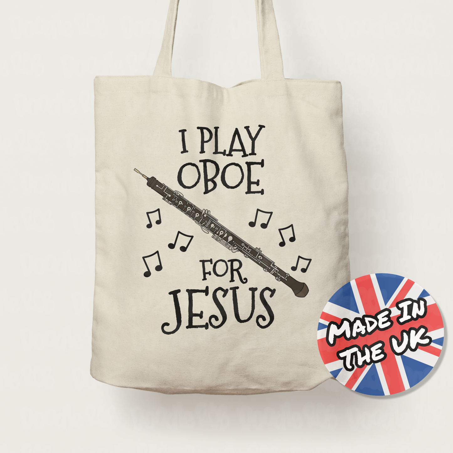 Christian Oboe Tote Bag - I Play Oboe For Jesus - Gift For Church Oboist