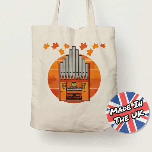 Autumn Church Organ Tote Bag - Gift For Church Organist - Organ Teacher Gift