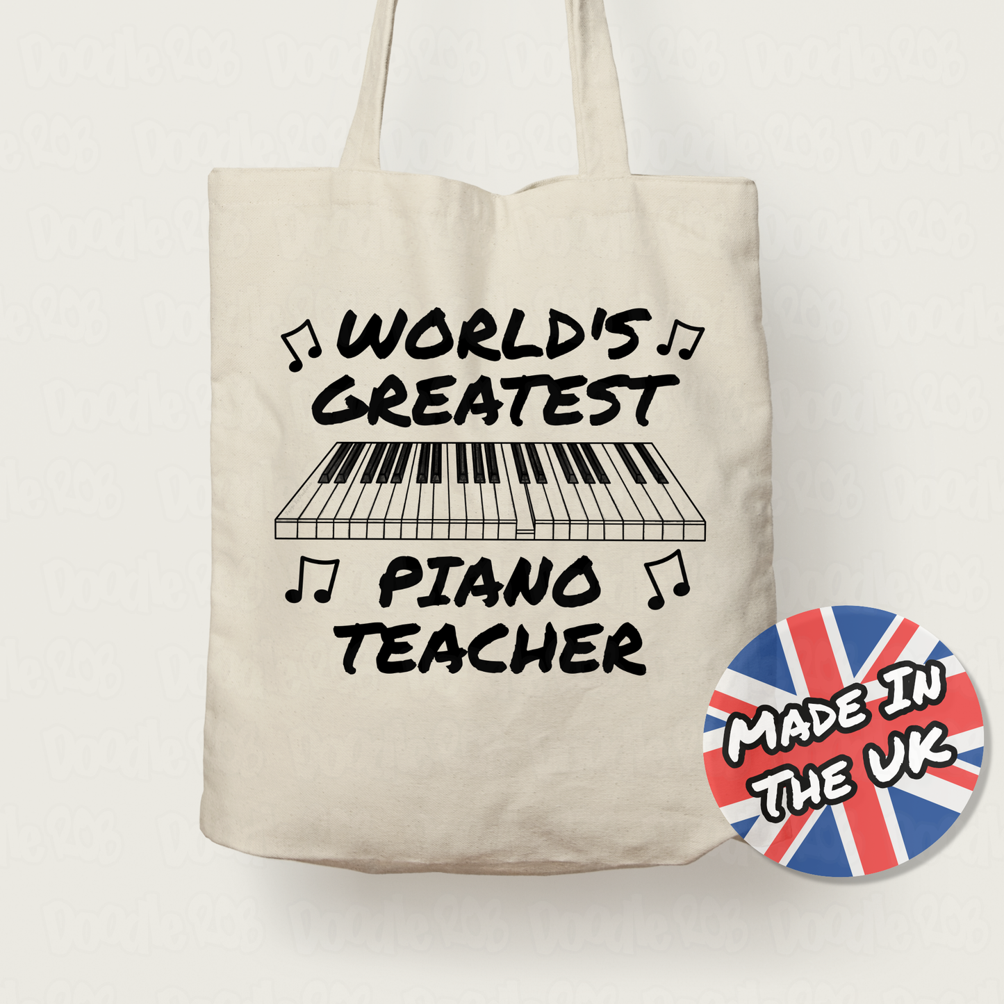 Piano Teacher Tote Bag - World's Greatest Piano Teacher - Music Teacher Gift