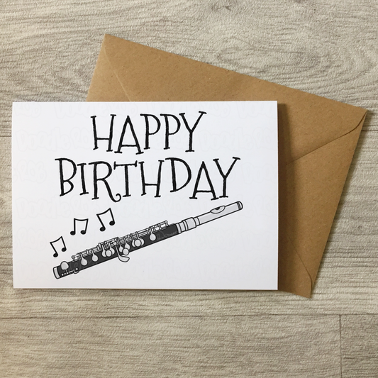 Piccolo Birthday Card - Piccoloist Greeting Card - Woodwind Musician Birthday