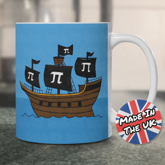 Maths Teacher Mug - Pi Day Pirate Ship - Funny Mathematician Gift