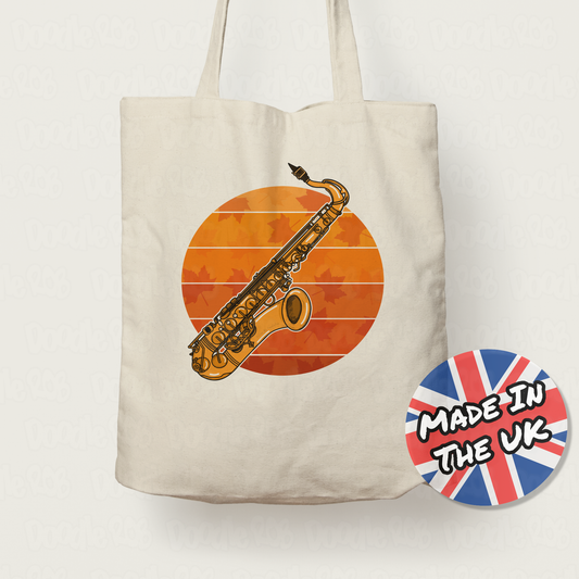 Autumn Saxophone Tote Bag - Gift For Saxophonist - Jazz Musician Gift