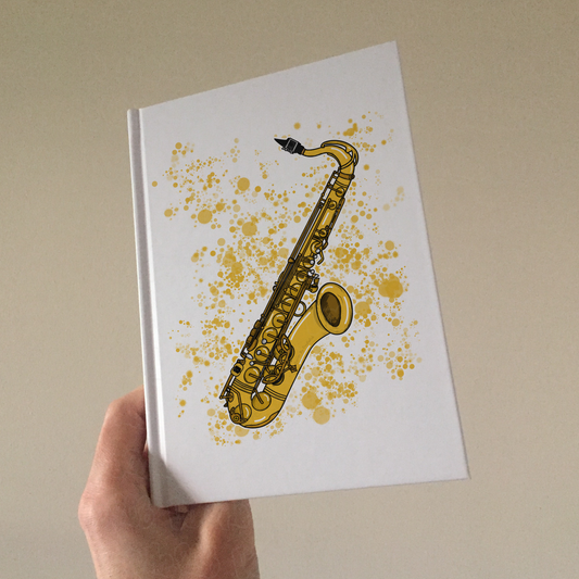 Saxophone Hardcover Journal - Saxophonist Notebook - Jazz Musician Gift