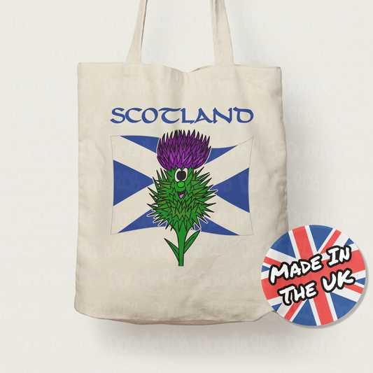 Scottish Flag Thistle Tote Bag - Funny Scotland Tote Bag - St Andrew's Day Gift