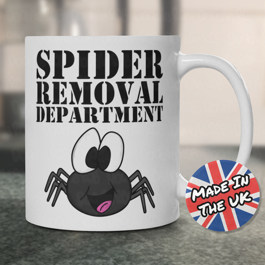 Funny Spider Mug - Spider Removal Department - Joke Gift For Him