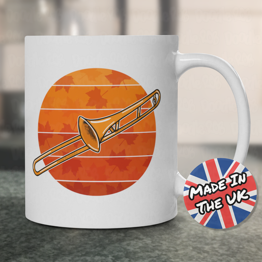 Autumn Trombone Mug - Gift For Trombonist - Brass Musician Gift