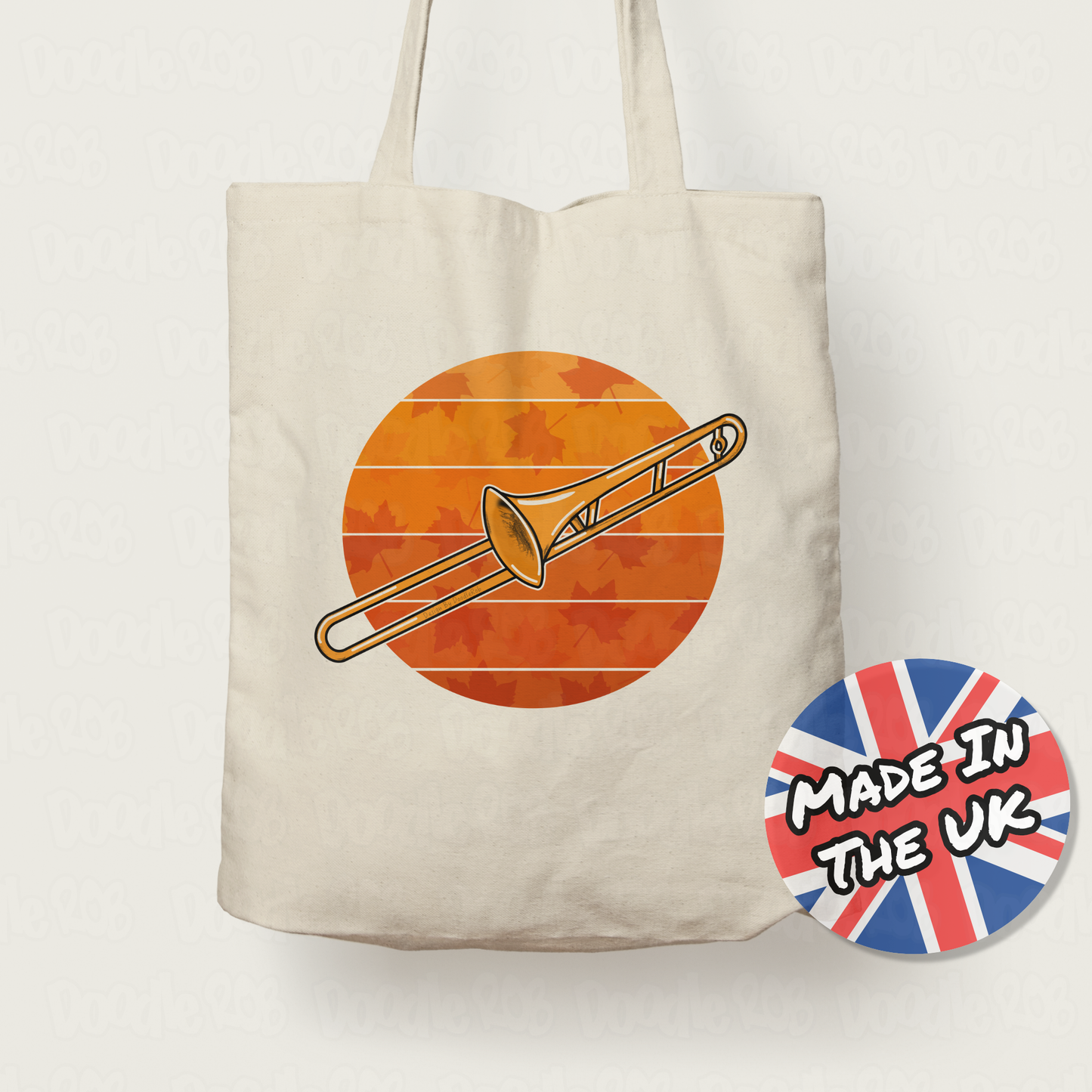 Autumn Trombone Tote Bag - Gift For Trombonist - Brass Musician Gift