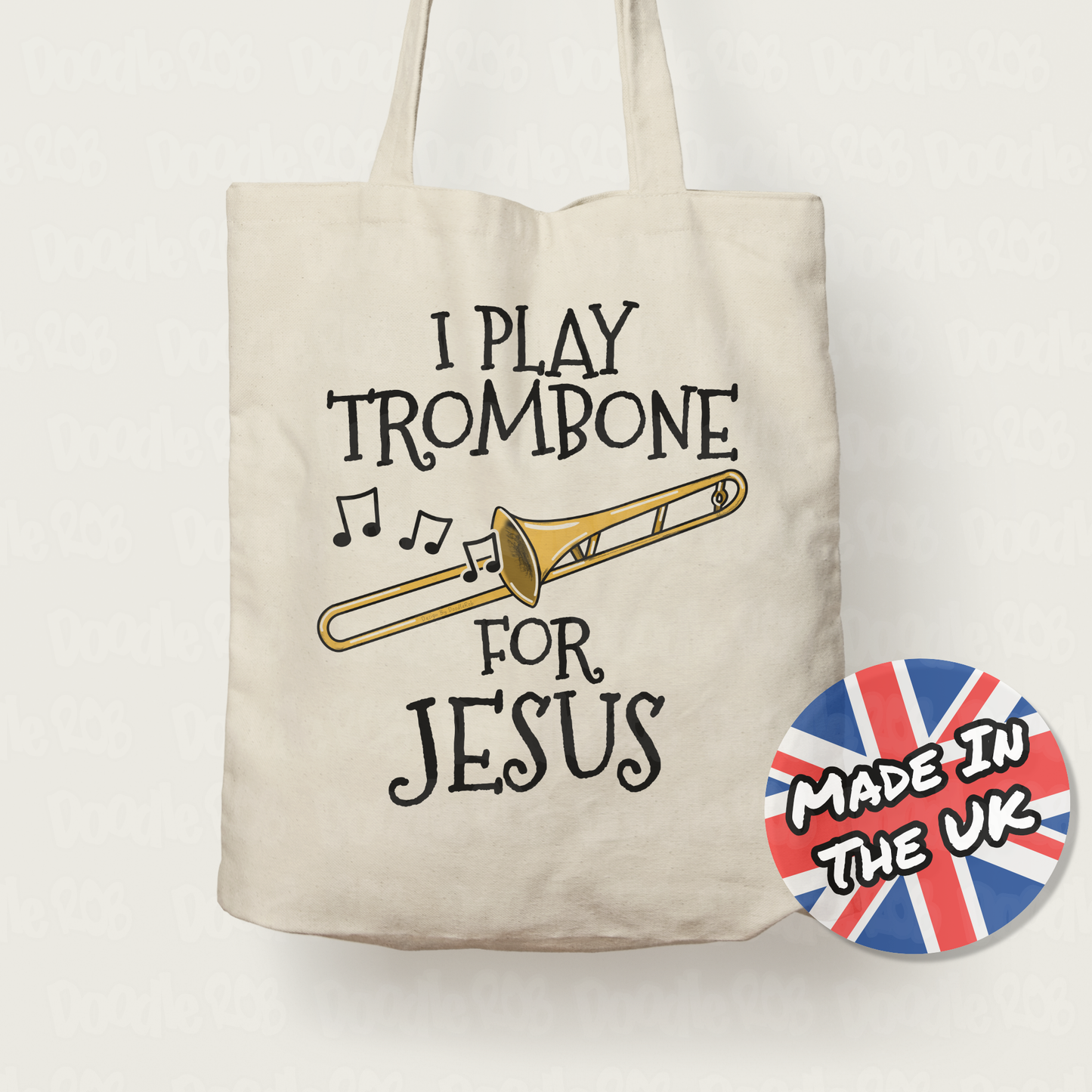 Christian Trombone Tote Bag - I Play Trombone For Jesus - Church Trombonist Gift