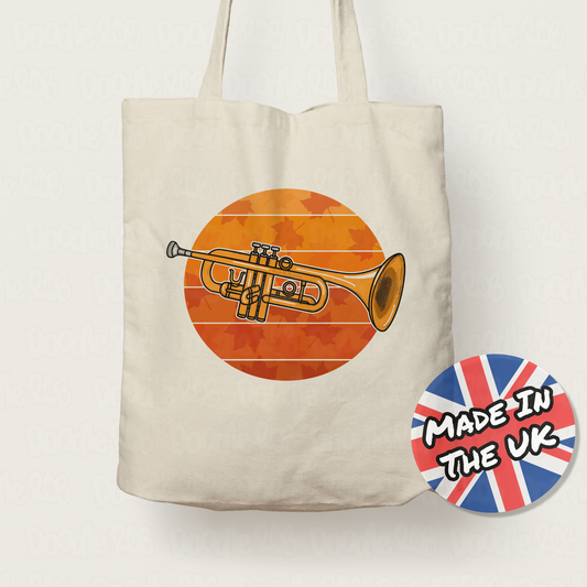 Autumn Trumpet Tote Bag - Gift For Trumpeter - Brass Musician Gift