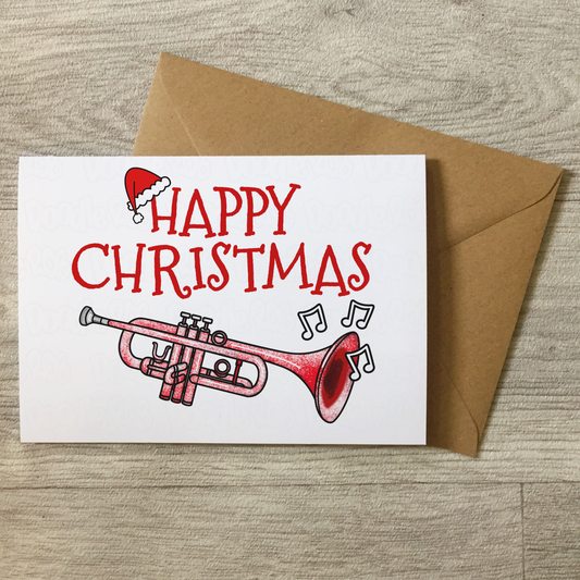 Trumpet Christmas Card - Trumpeter Greeting Card - Brass Musician Christmas Card