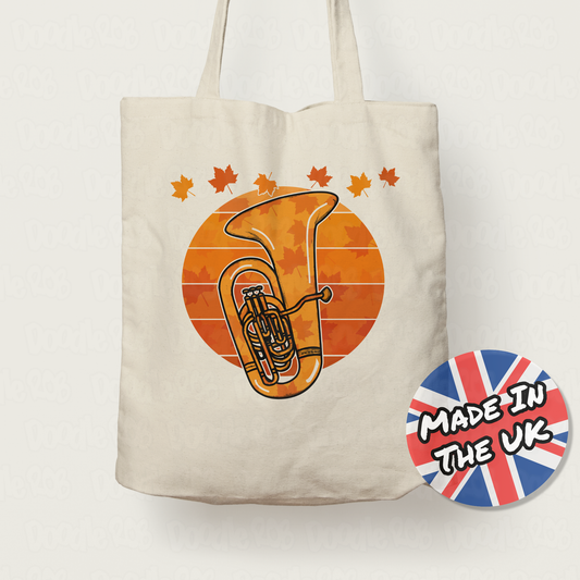 Autumn Tuba Tote Bag - Gift For Tubaist - Brass Musician Gift - Tuba Teacher Gift