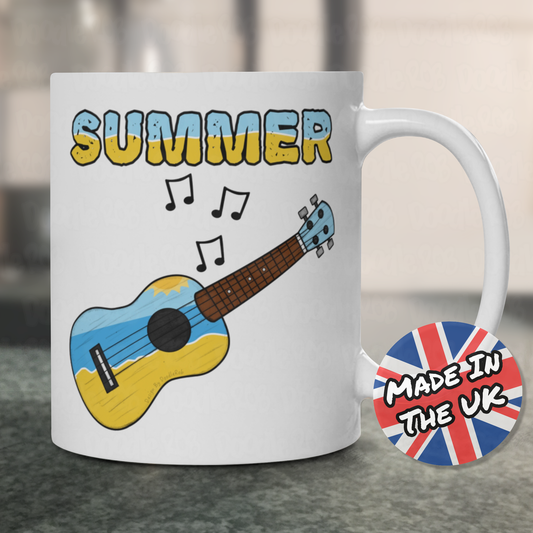 Ukulele Summer Mug - Uke Player Gift - Summer Musician Mug - Gift For Beach Lover