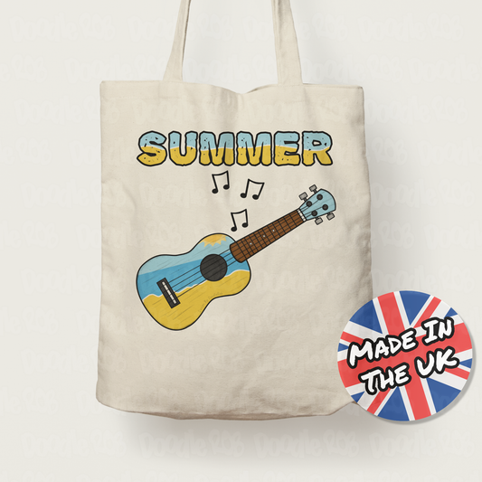 Ukulele Summer Tote Bag - Uke Player Gift - Summer Musician Tote Bag