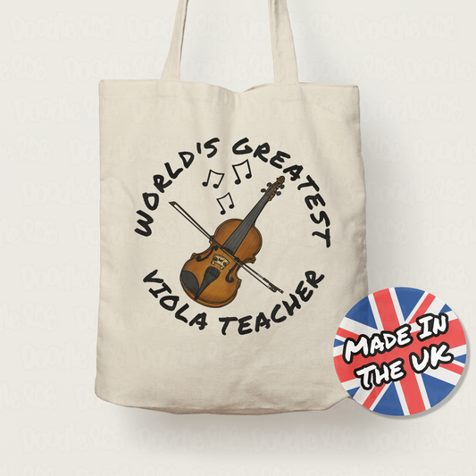 Viola Teacher Tote Bag - World's Greatest Viola Teacher - Gift For Violist