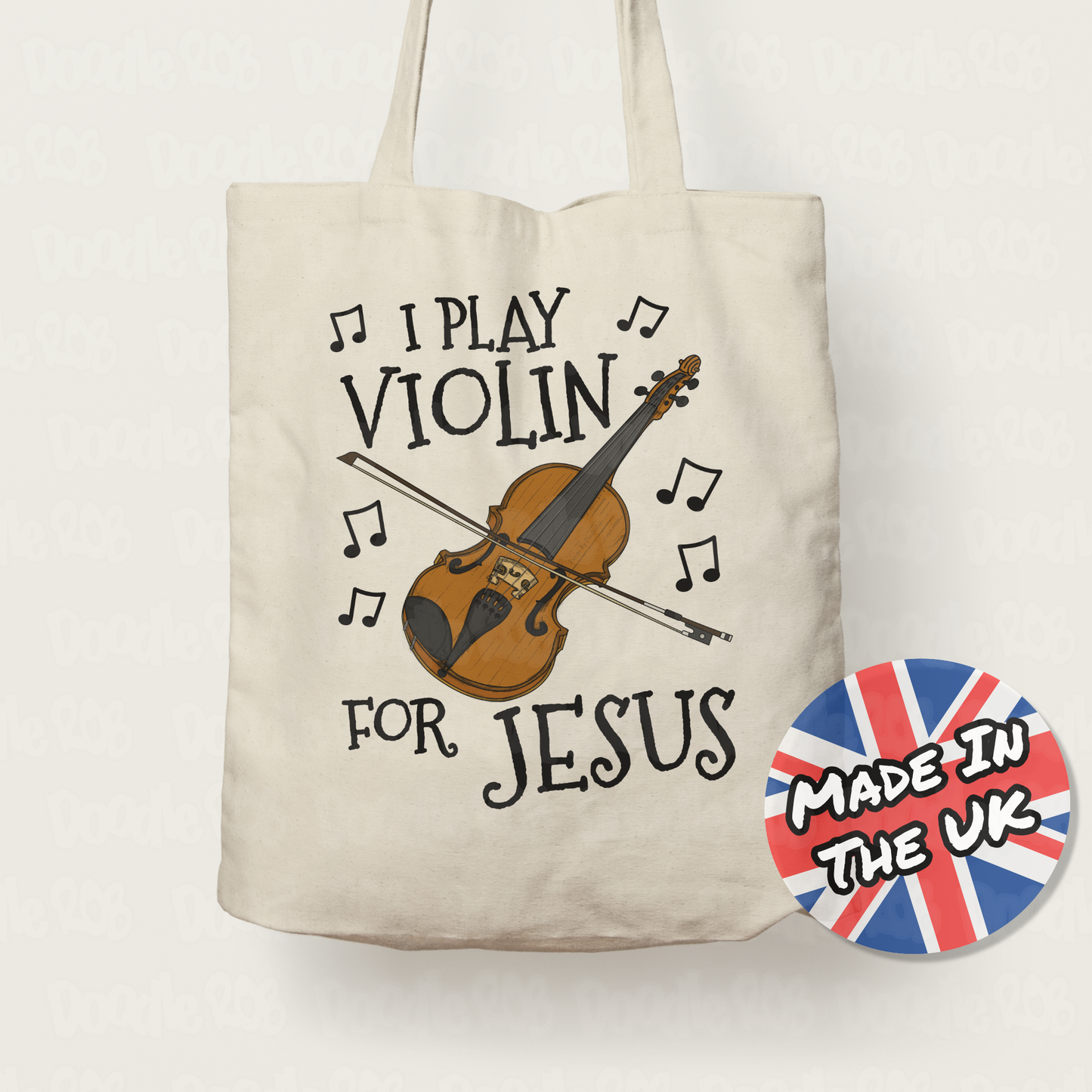 Christian Violin Tote Bag - I Play Violin For Jesus - Church Violinist Gift