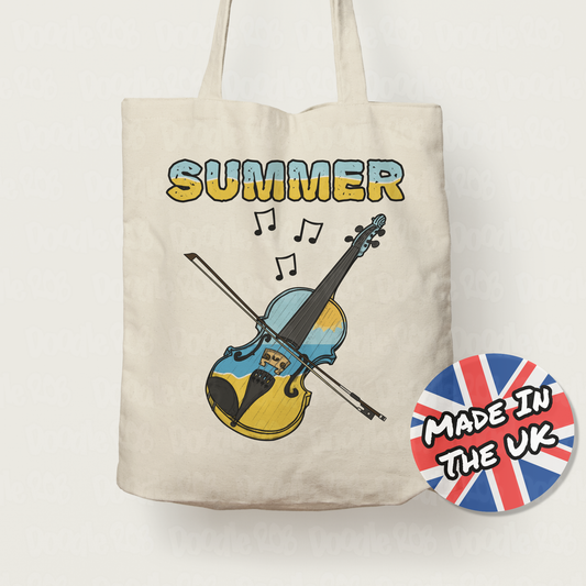 Violin Summer Tote Bag - Gift For Violinist - Summer Musician Gift