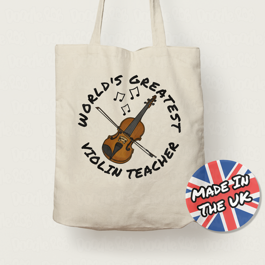 Violin Teacher Tote Bag - World's Greatest Violin Teacher - Gift For Violinist