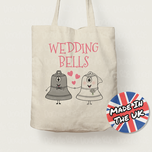 Cute Bride Tote Bag - Wedding Bells - Bridal Party Gift - Gift For Wedding Planner