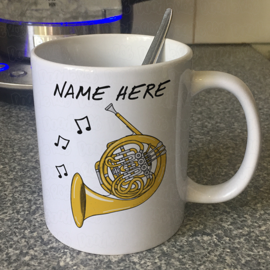 French Horn Personalised Mug - Custom Horn Player Gift - Brass Teacher Mug