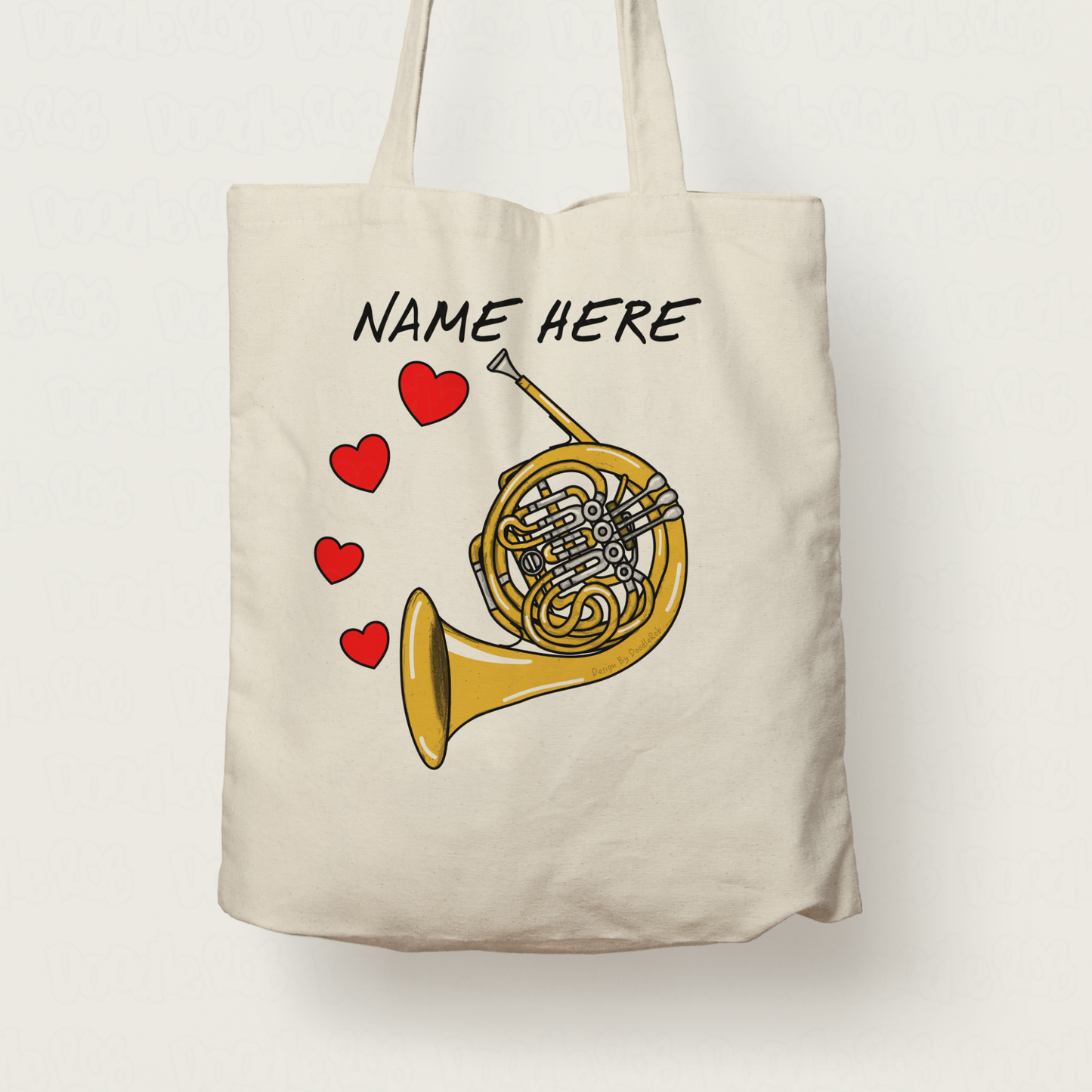 French Horn Personalised Tote Bag - Horn Player Custom Gift - Brass Musician Gift For Her