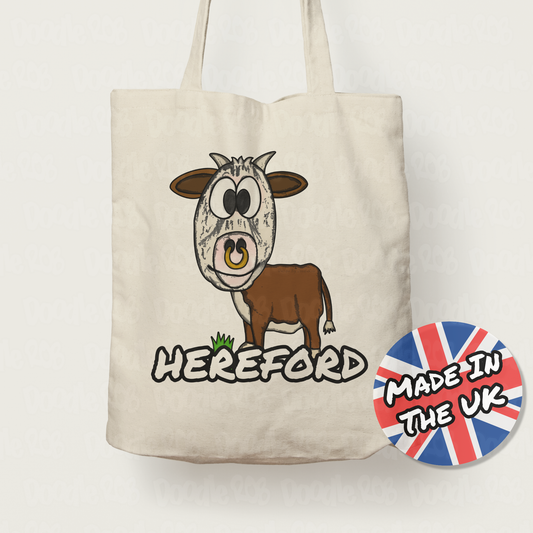 Funny Hereford Bull Tote Bag - Herefordshire Gift - Gift For Cattle Farmer