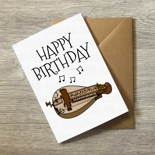 Hurdy Gurdy Birthday Card - Gurdyist Greeting Card - Folk Musician Birthday Card