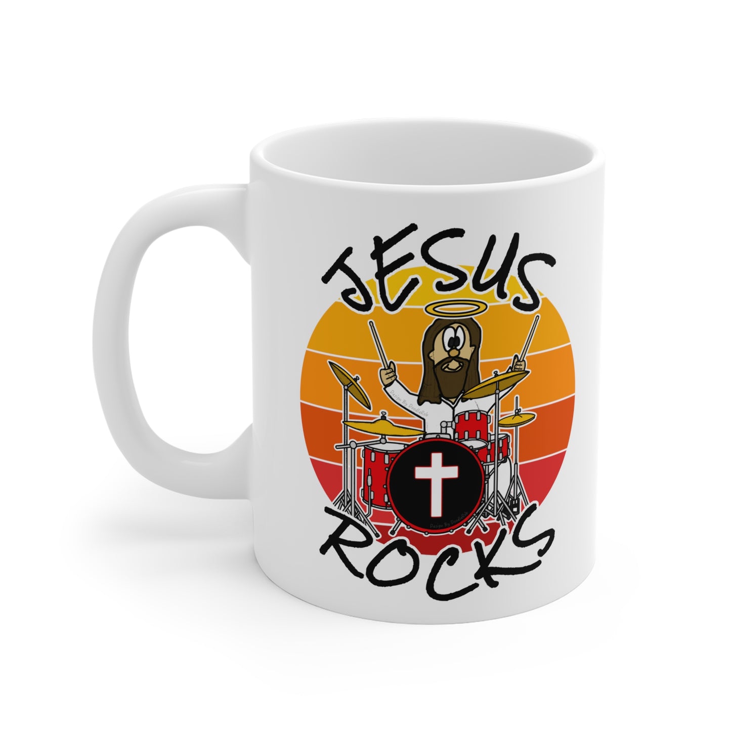 Church Drummer Mug - Jesus Rocks - Worship Drummer Gift