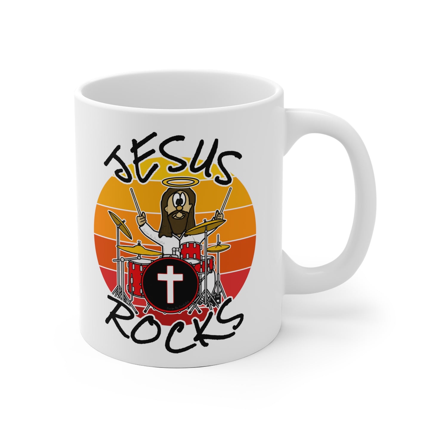 Church Drummer Mug - Jesus Rocks - Worship Drummer Gift