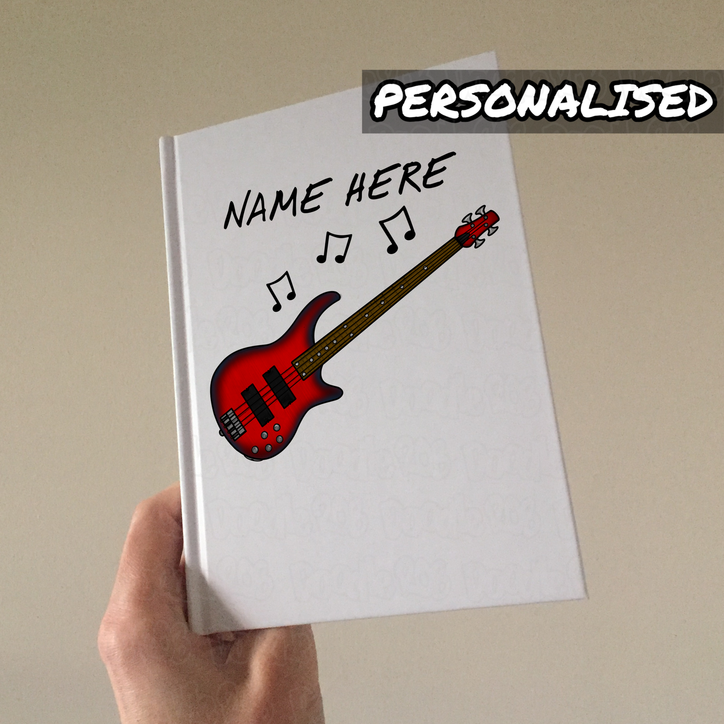 Bassist Personalised Journal (Red) - Custom Bass Guitar Notebook - Bass Guitarist Gift