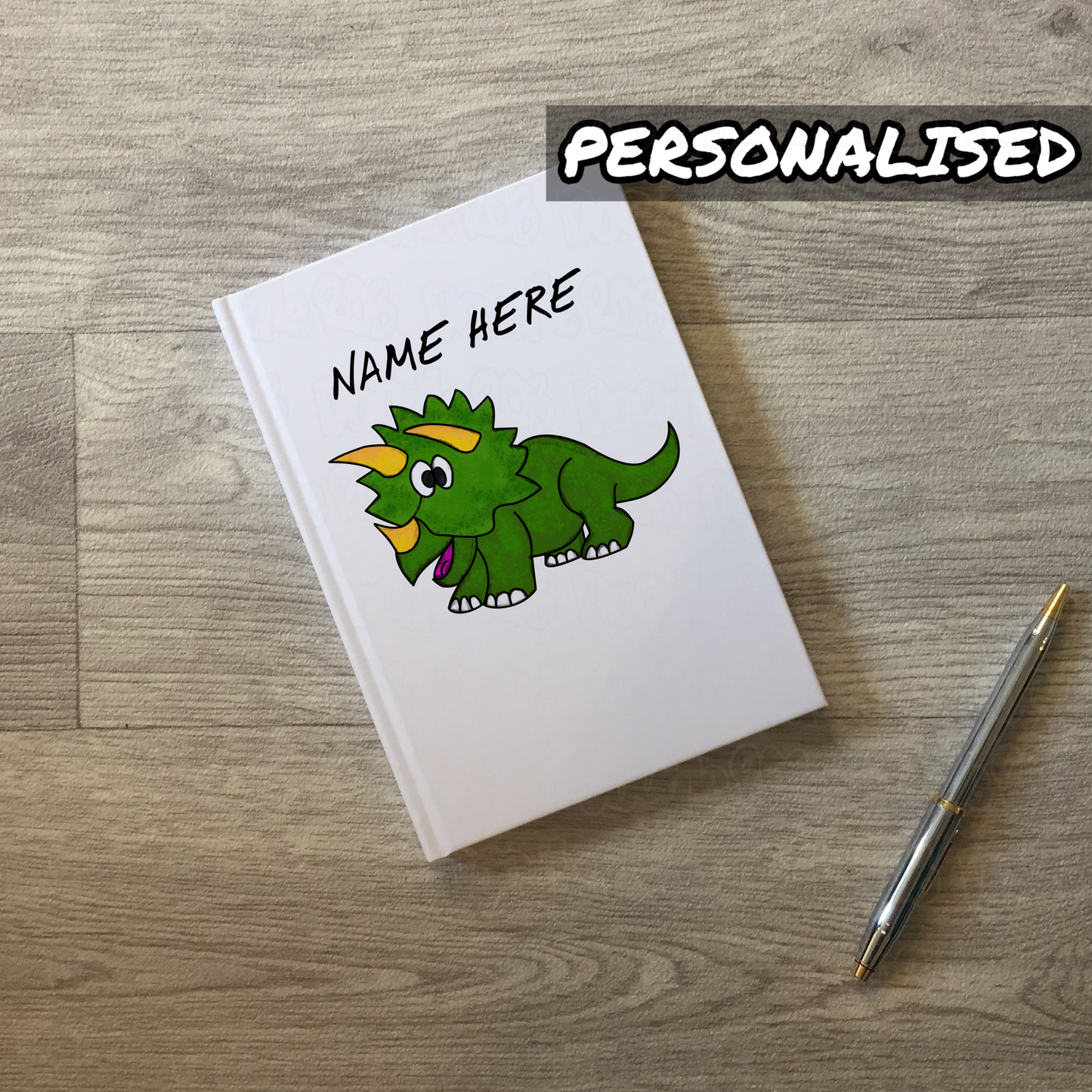 Dinosaur Personalised Journal - Triceratops Custom Notebook - Back To School Gift For Boy