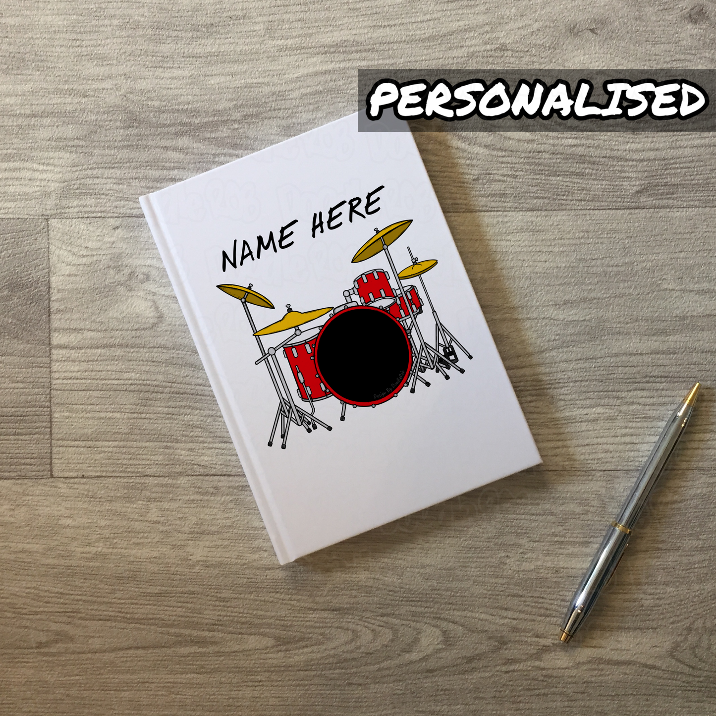 Drummer Custom Journal (Red) - Personalised Drummer Notebook - Gift For Drum Teacher