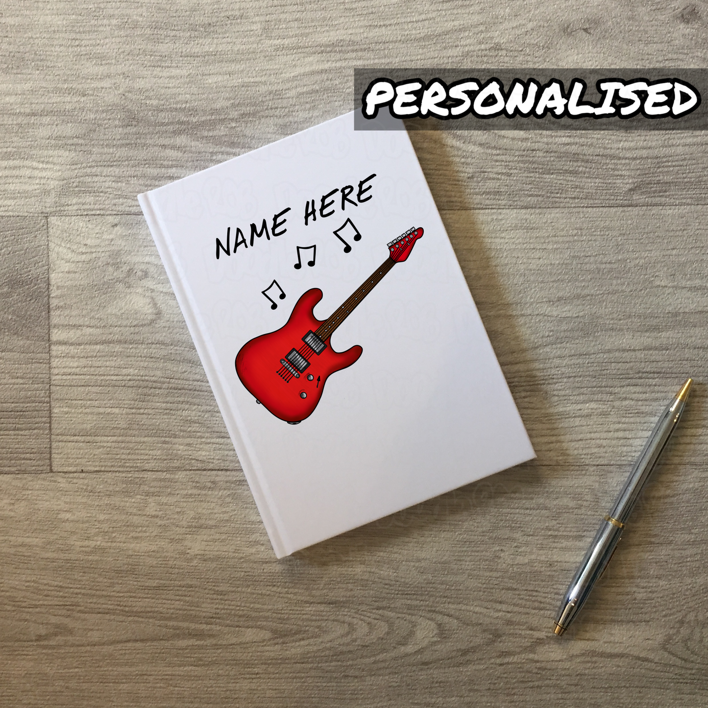 Electric Guitar Personalised Journal (Red) - Guitar Notebook - Custom Gift For Electric Guitarist