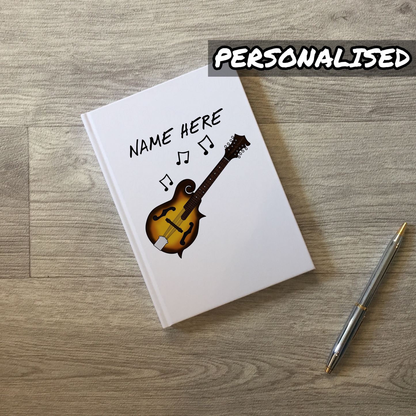 Mandolin Personalised Journal - Mandolinist Custom Notebook - Folk Musician Gift