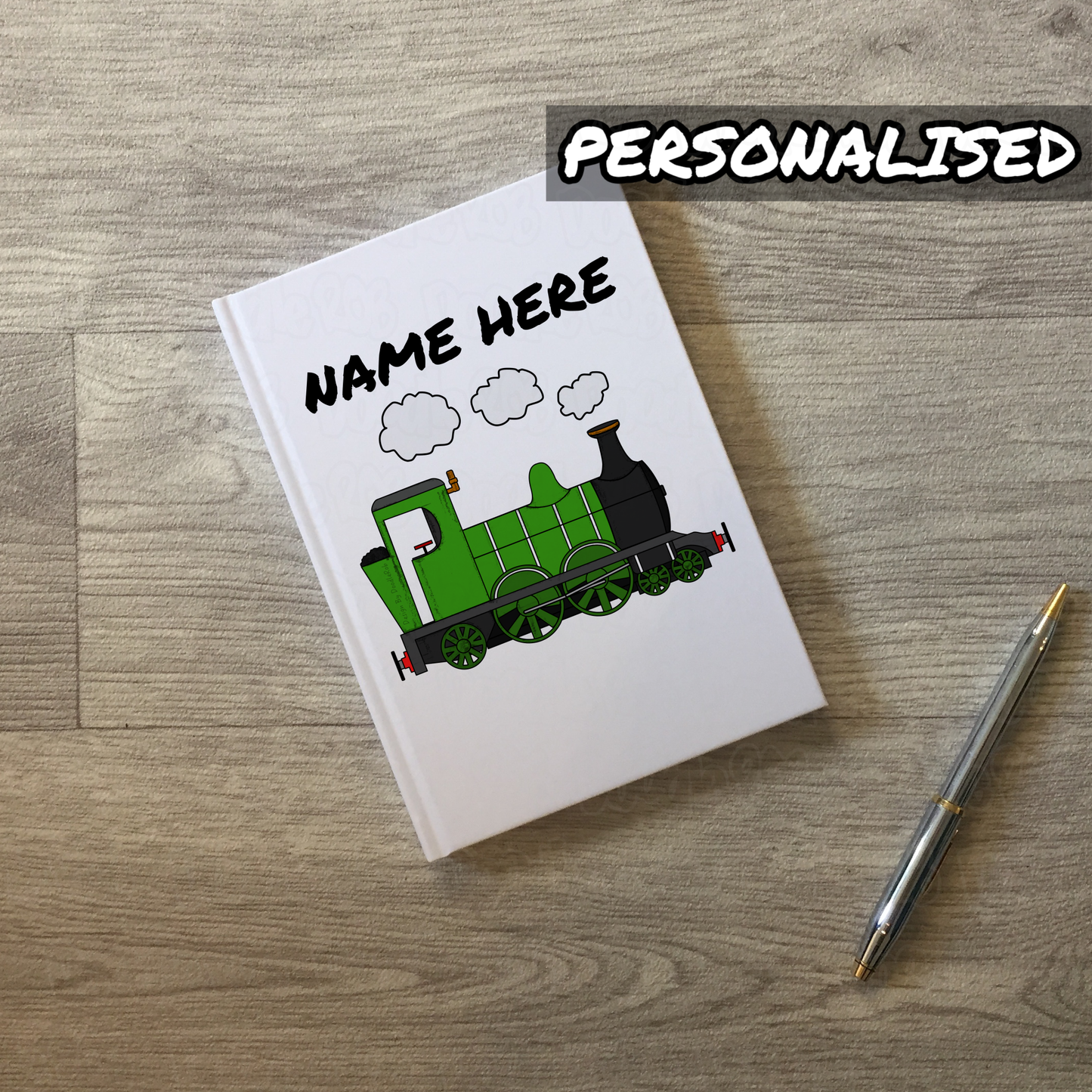 Steam Train Personalised Journal (Green) - Custom Train Notebook - Railway Enthusiast Gift