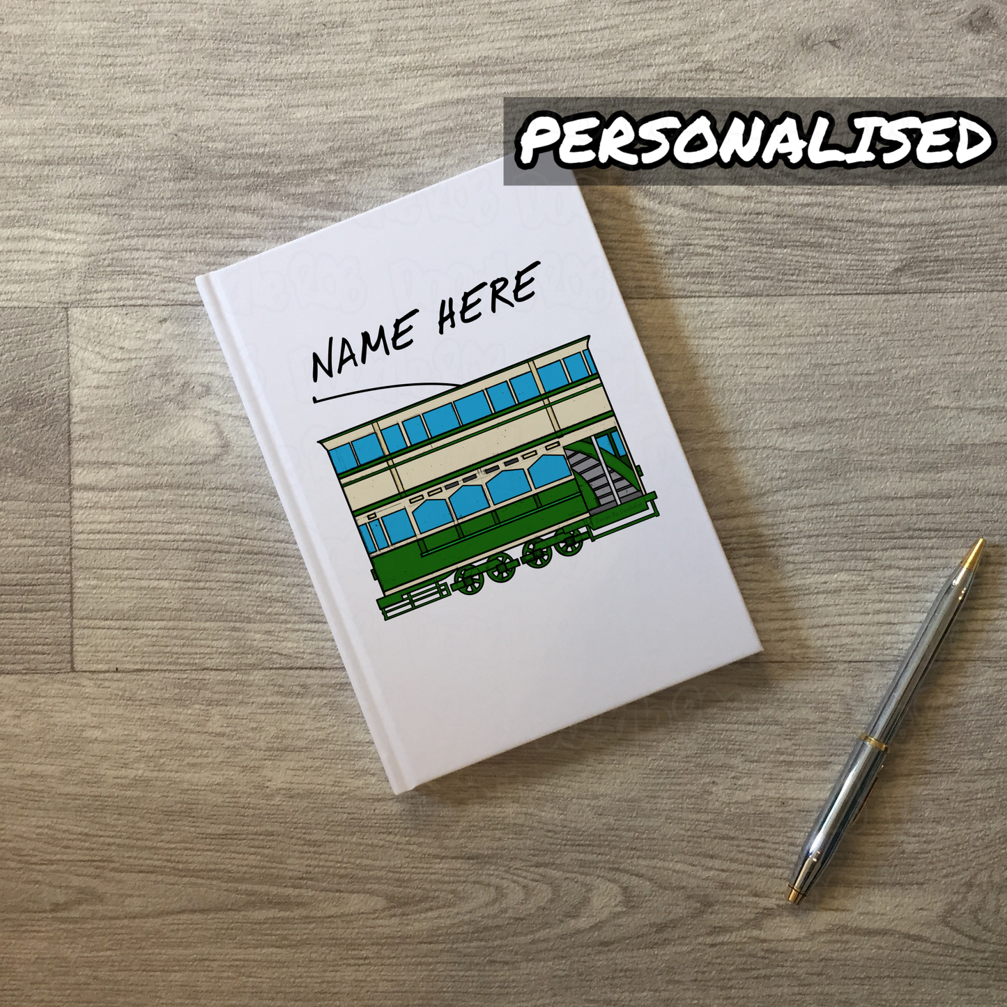 Tram Personalised Journal - Custom Gift For Rail Enthusiast - Vintage Tram Notebook