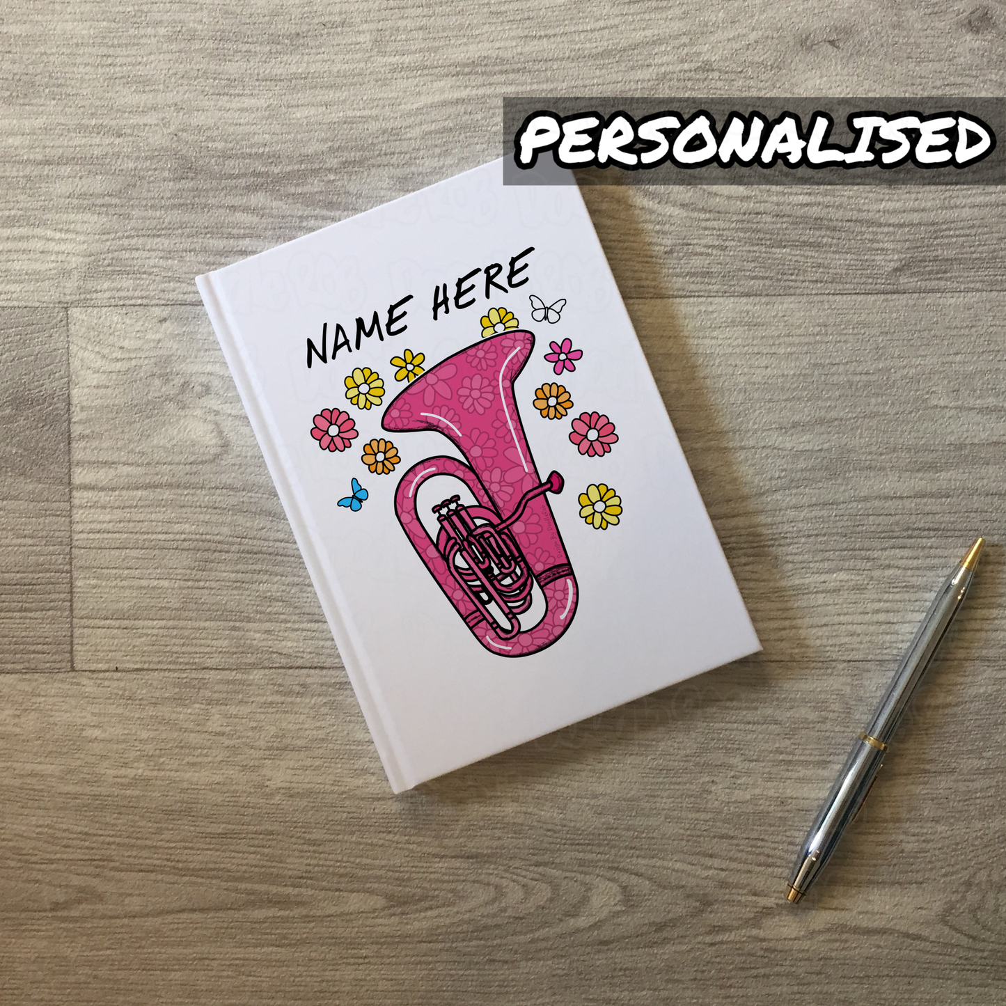 Tuba Personalised Journal (Floral) - Tubaist Custom Gift - Brass Musician Notebook For Her