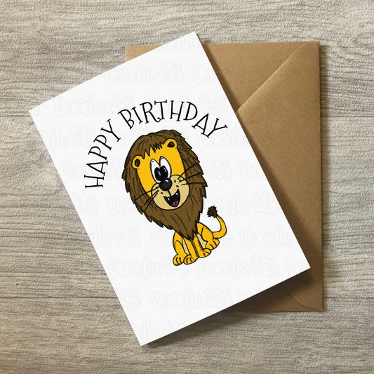 Lion Birthday Card - Wildlife Lover Card - Animal Birthday Card For Kids