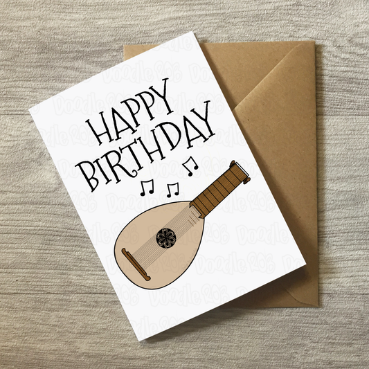 Lute Birthday Card - Lutenist Greeting Card - Baroque Musician Birthday Card