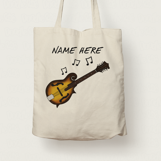 Mandolin Personalised Tote Bag - Mandolinist Custom Tote Bag - Folk Musician Gift