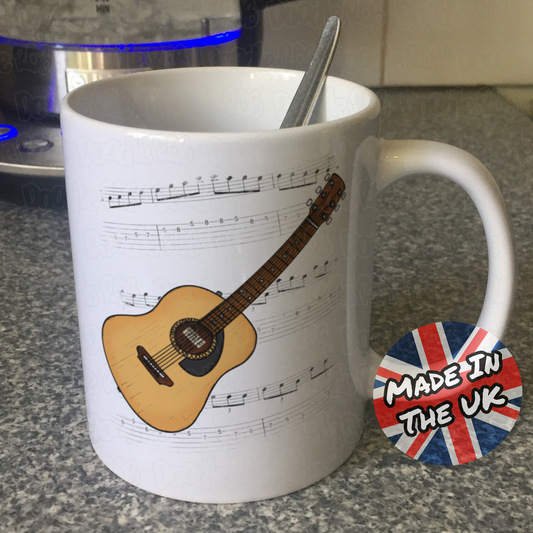 Acoustic Guitar Notation Mug - Guitarist Gift - Guitar Teacher Mug - Gift For Songwriter