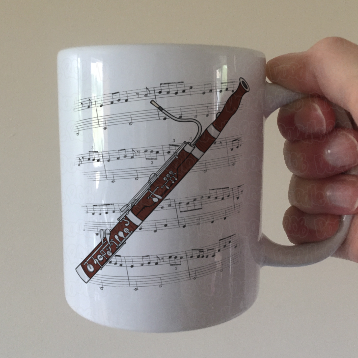 Bassoon Music Notation Mug (Colour) - Gift For Bassoonist - Woodwind Musician Gift