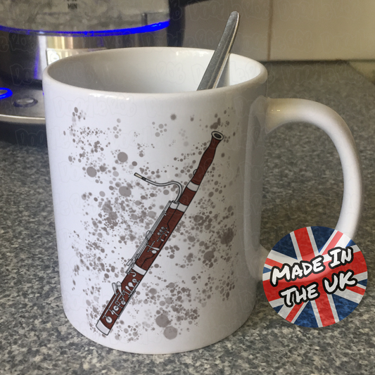 Bassoon Paint Splatter Mug - Gift For Bassoonist - Bassoon Teacher Mug