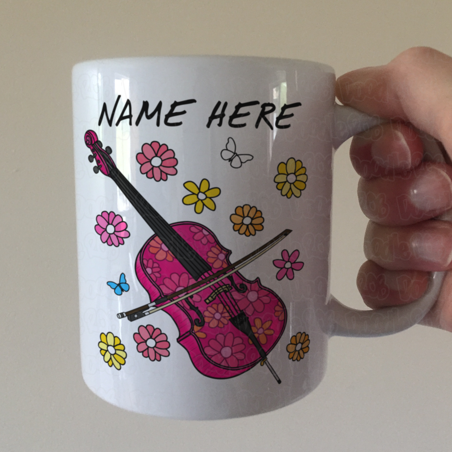 Floral Cello Personalised Mug - Custom Cello Mug - Musician Gift For Her